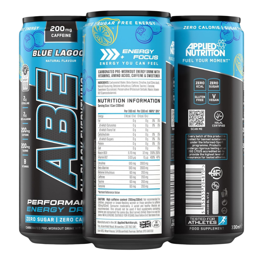 ABE Blue Lagoon Energy Drink – 12 Pack